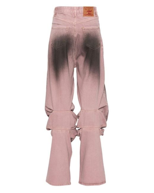 Y. Project Pink Ombré-Effect Draped Jeans