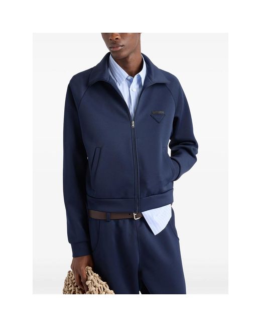 Prada Blue Zip-Up Sweatshirt for men