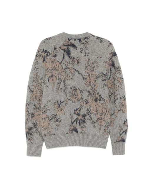 Altea Gray Floral-Pattern Wool Sweater for men