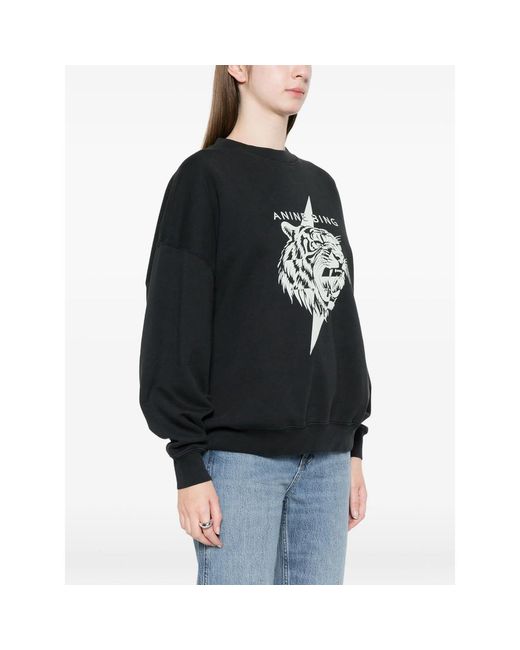 Anine Bing Black Sweatshirt Tiger Graphic