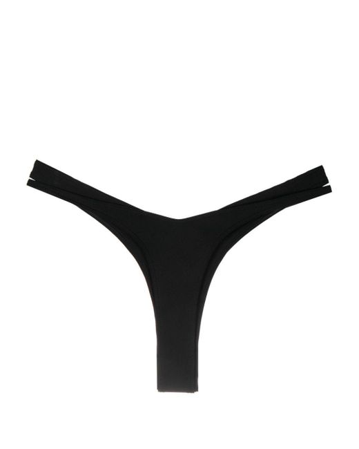 Mugler Black Double-Layer High-Cut Bikini Bottoms