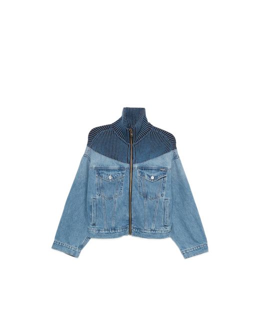 Mother Blue Zip Striped Jacket