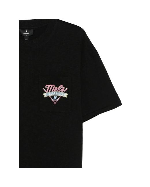 Represent Black T-Shirt With Chest Pocket for men