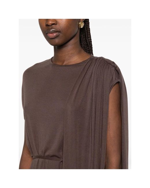 Viktoria Chan Brown Draped-Detail Maxi Dress