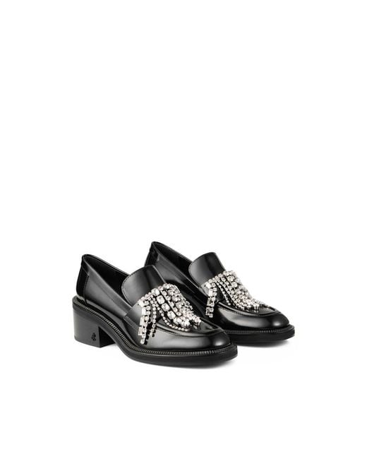 Jimmy Choo Black 50Mm Tylor Crystal-Embellished Loafer Pumps