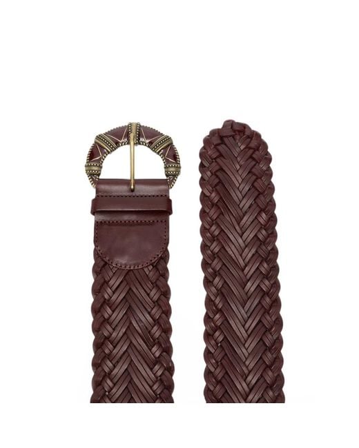 Ba&sh Brown Braided Buckle Belt