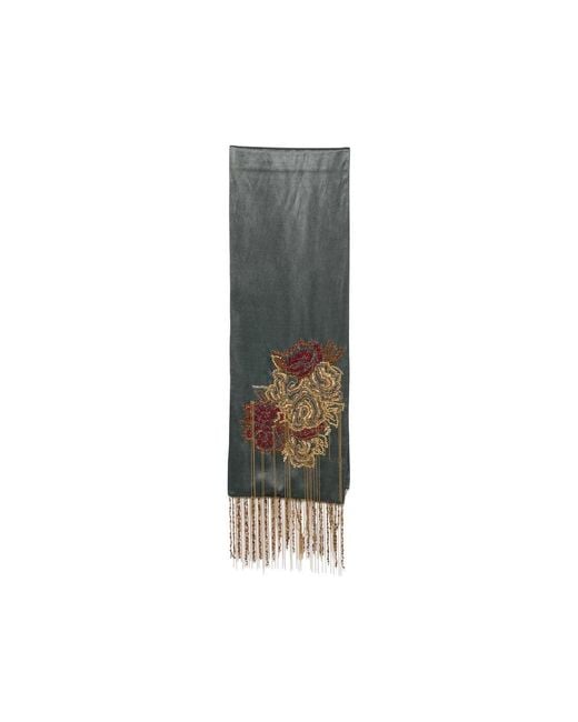 Dries Van Noten Gray Bead-Embellished Fringed Scarf