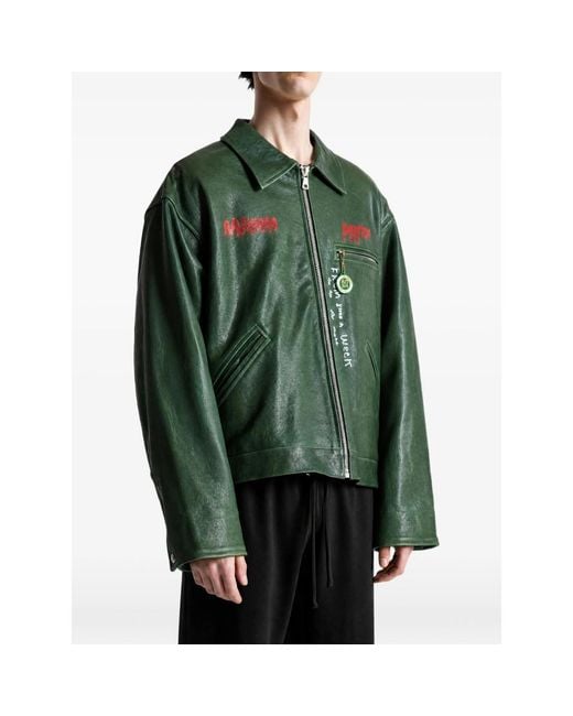 Paly Hollywood Green I Am Not Ashamed Leather Jacket for men