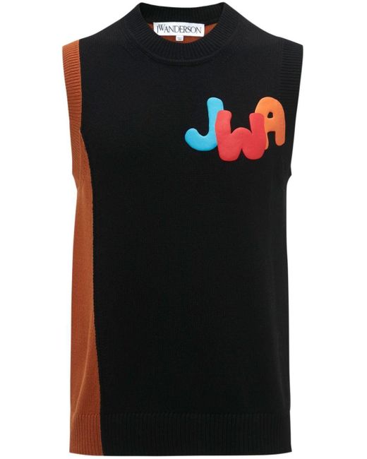 J.W. Anderson Black Logo-Print Knitted Tank Top