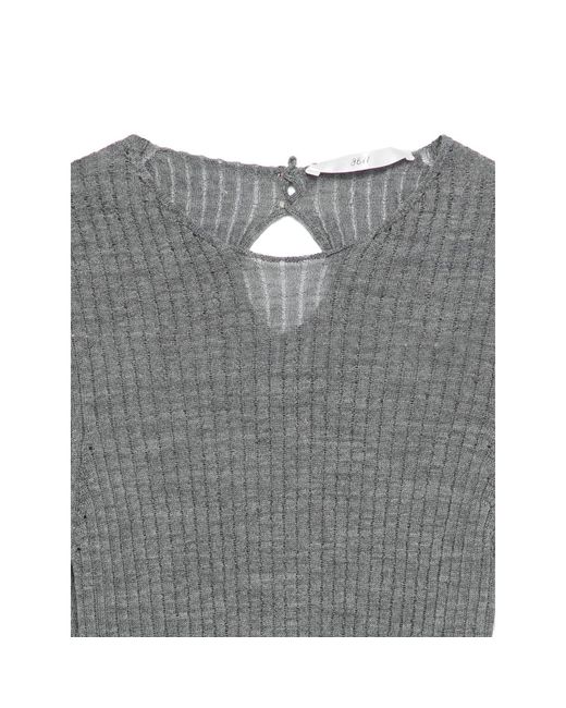 3311 Gray Ribbed Cut-Out Knitted Top