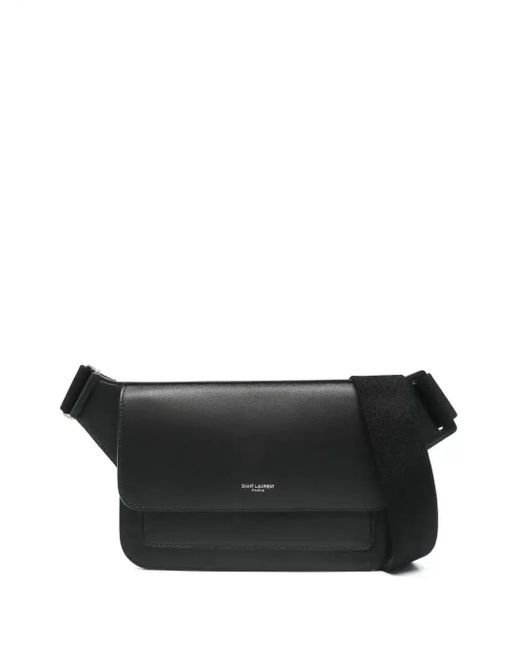 Saint Laurent Black New Line Leather Belt Bag for men