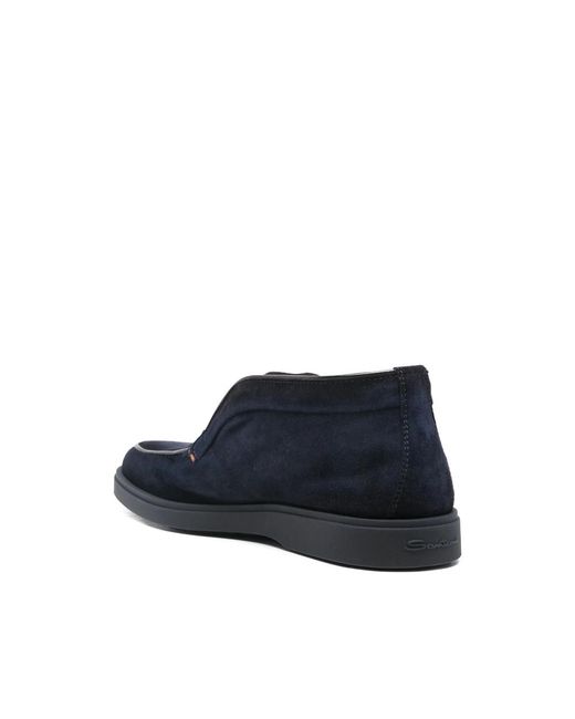 Santoni Blue Loafers Suede for men