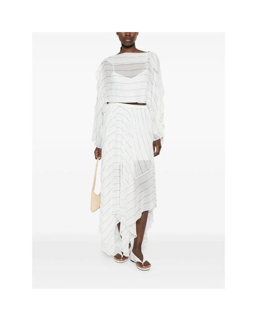 Bondi Born White Striped Long Skirt