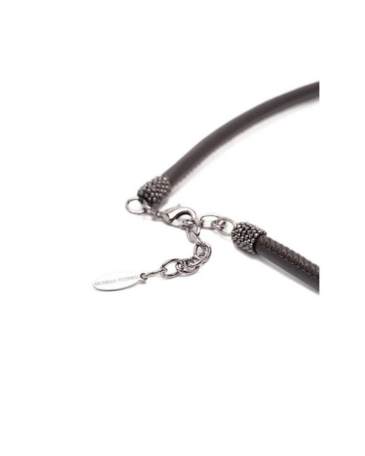 Brunello Cucinelli Brown Precious Leather Bolo Tie