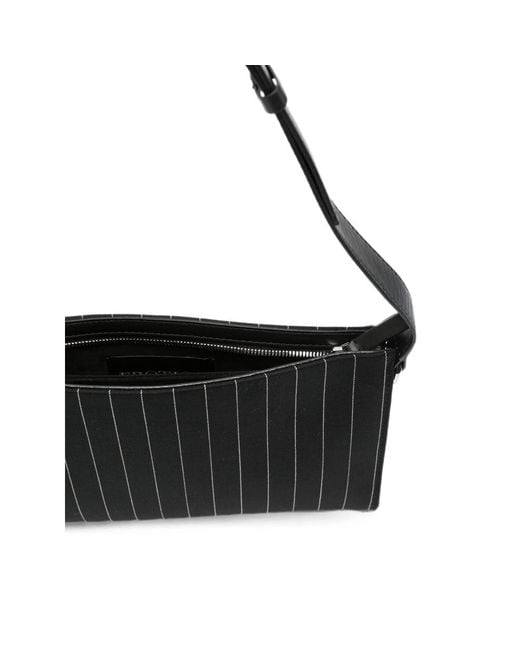Dondup Black Pinstripe-Pattern Ring-Handle Clutch Bag
