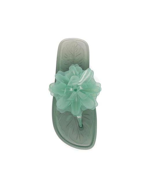 Farm Rio White Floral-Embellished Flip Flops