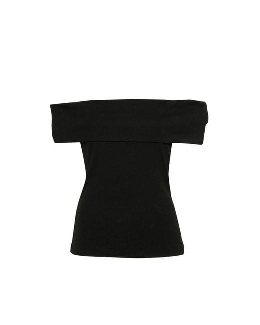Gestuz Black Drew Off-Shoulder Ribbed-Knit Top