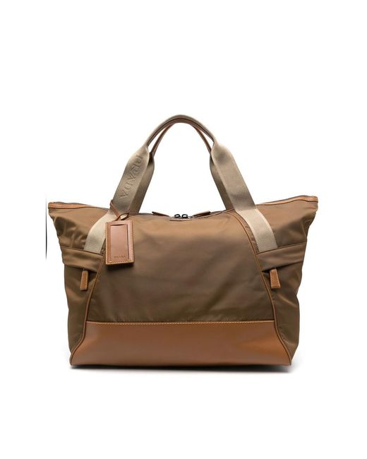 Prada Brown Triangle-Logo Duffle Bag for men