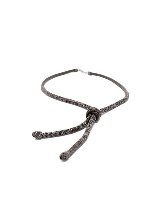 Brunello Cucinelli Brown Precious Leather Bolo Tie