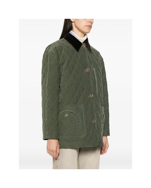 Blazé Milano Green Quilted Corduroy-Collar Jacket
