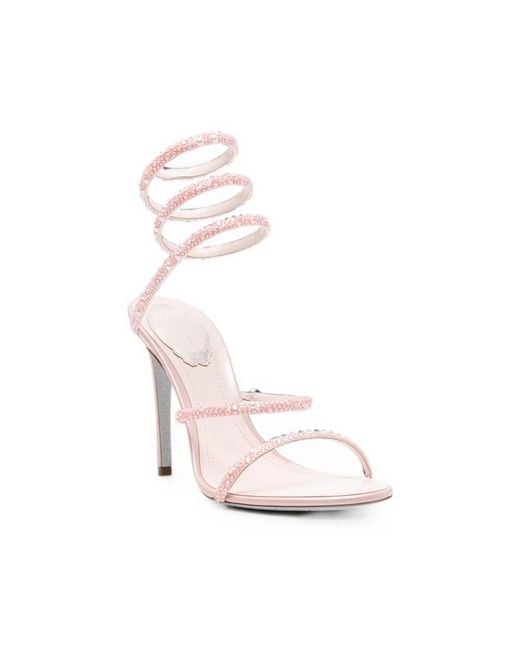 Rene Caovilla Pink Cleo Crystal-Embellished Sandals