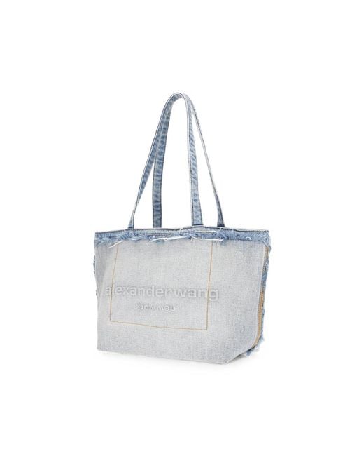 Alexander Wang Gray Logo-Embossed Frayed Tote Bag