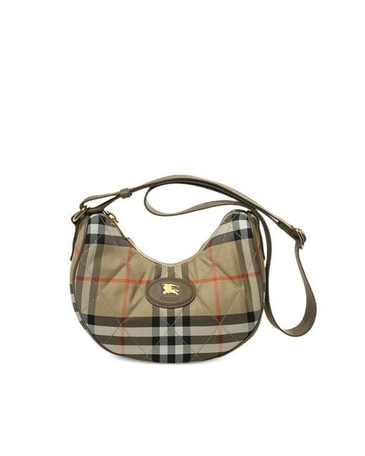 Burberry Metallic Horseshoe Quilted Check Crossbody Bag