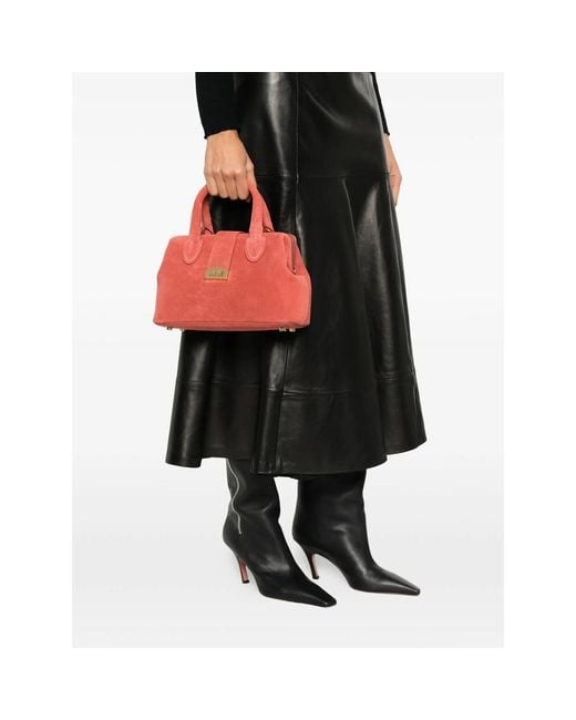 Schell Red Logo-Plaque Top-Handle Tote Bag