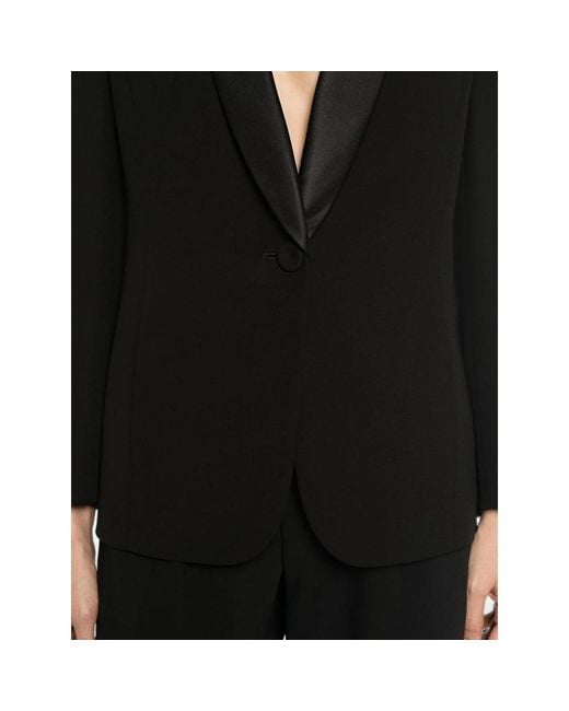 Giorgio Armani Black Satin-Lapel Single-Breasted Jacket