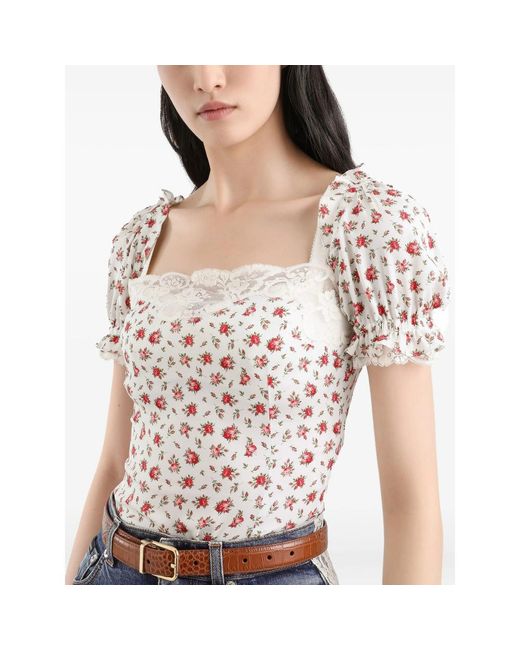 Dolce & Gabbana White Shirt With Lace Trim