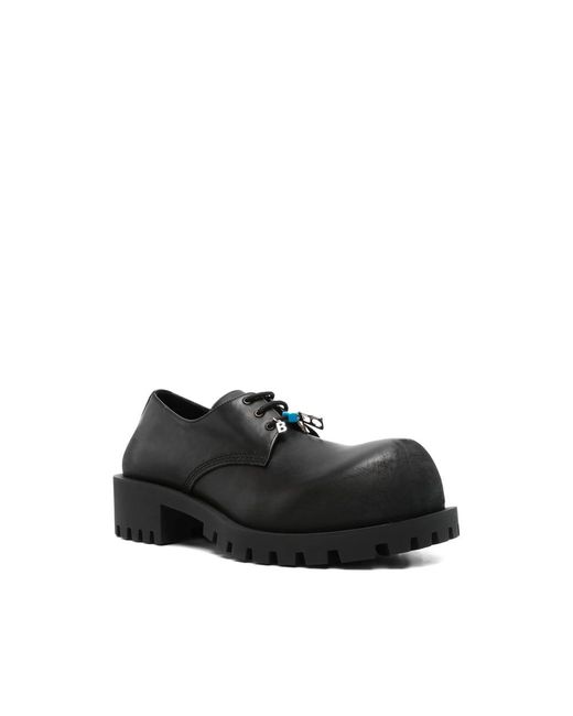 Balenciaga Black Lace-Up Chunky Oxford Shoes for men