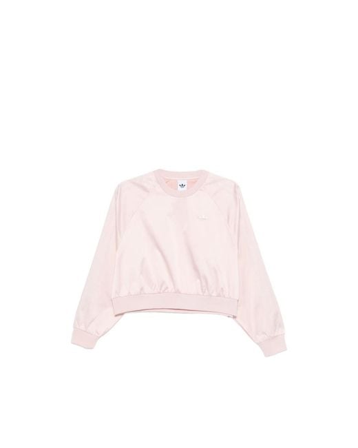 Adidas Pink Sweatshirt With Textured Sleeves