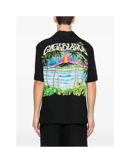 Casablanca Black Volcano Short-Sleeve Graphic Shirt for men