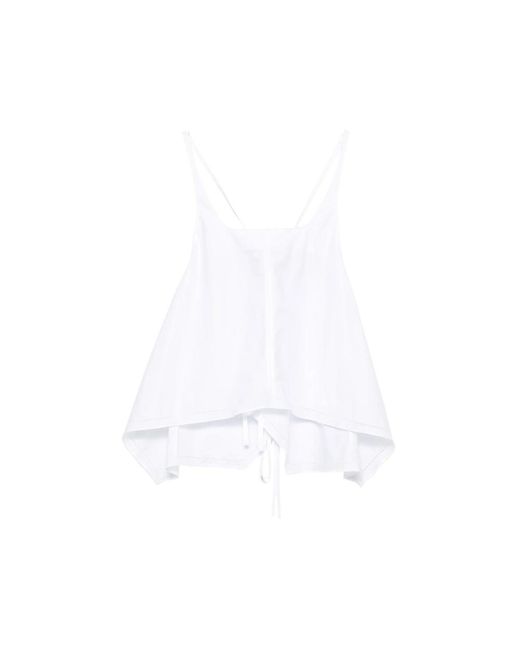 Low Classic White Flared Sleeveless Top