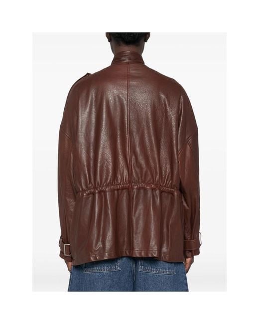 Giorgio Brato Brown Leather Zip-Up Jacket