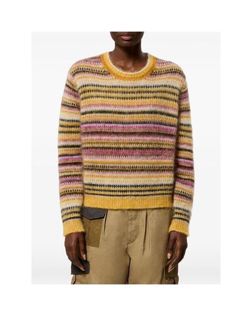 Isabel Marant Natural Morine Striped Brushed-Knit Jumper