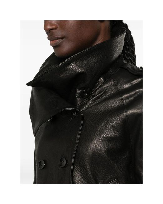 Giorgio Brato Black Double-Breasted Leather Jacket