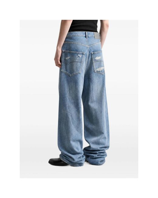 Balenciaga Blue Baggy-Fit Distressed Jeans for men