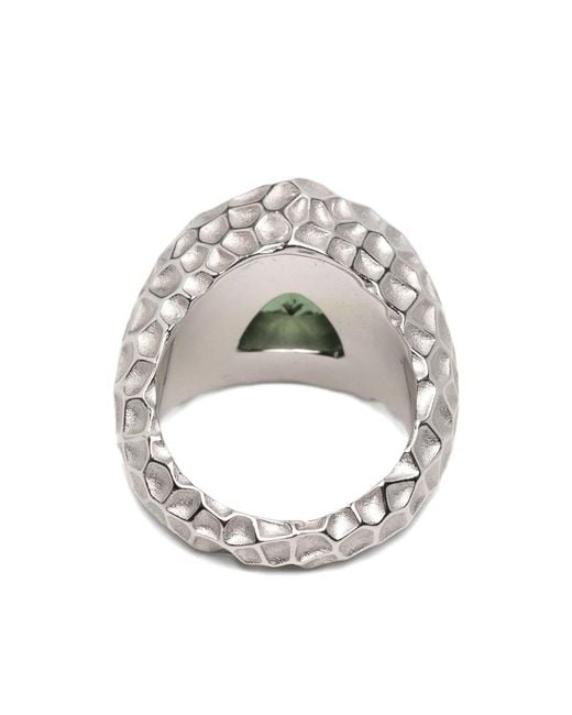 DARKAI Gray Hammered-Effect Trillion-Cut Ring for men