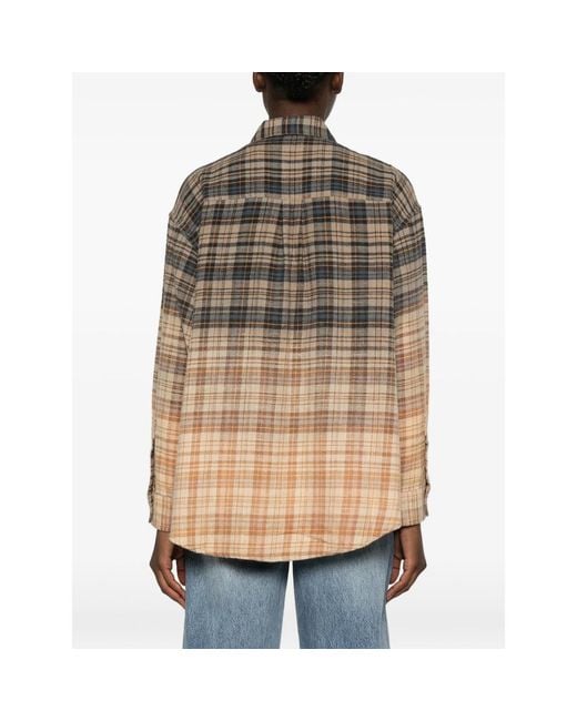 R13 Natural Long-Sleeve Checked Shirt