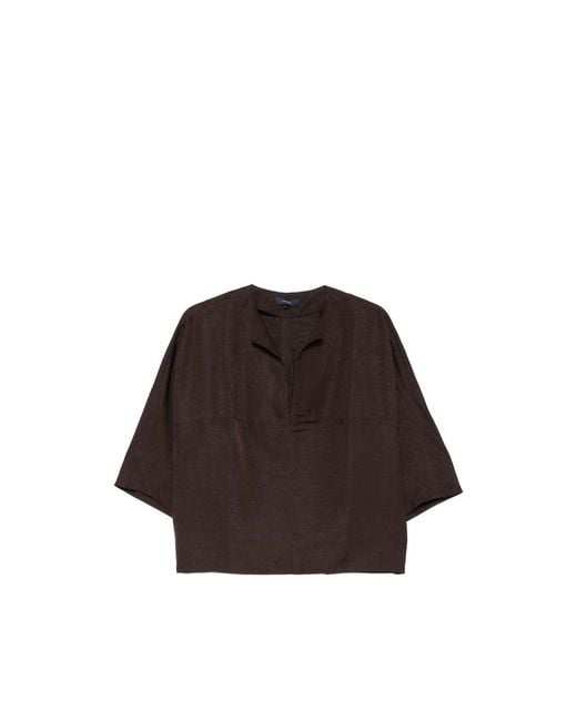 Soeur Brown Ilona V-Neck Short-Sleeve Blouse