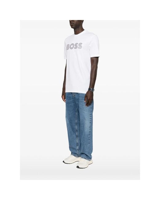 Boss White C-Thompson Logo-Patch T-Shirt for men