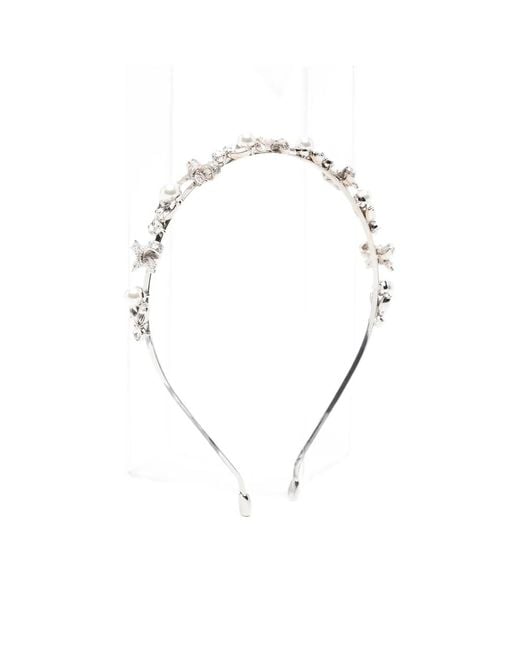 Self-Portrait Metallic Bow-Detail Crystal-Embellished Headband
