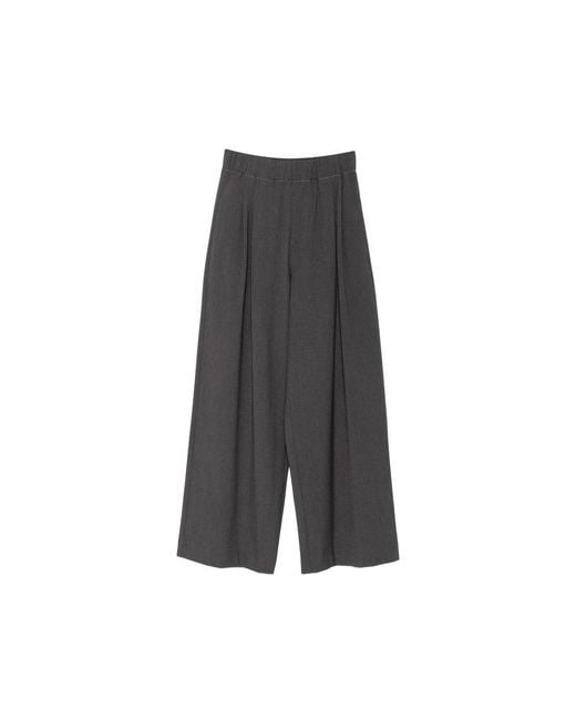 ELEH Gray Pleated Wide-Leg Trousers