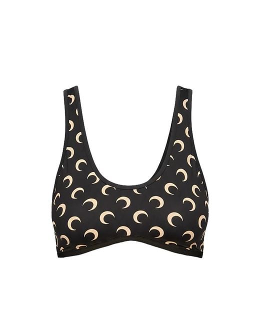 MARINE SERRE Black Brassière À Imprimé Lune