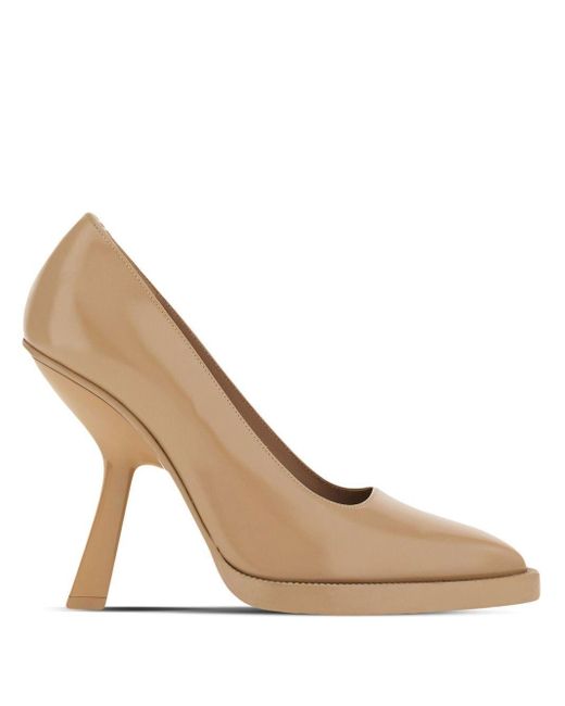 Ferragamo Natural Plain Leather Pumps