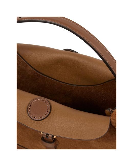 Etro Brown Small Suede Pony Bag With Fringes