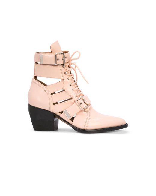 Chloé Pink Rylee Leather Ankle Boots
