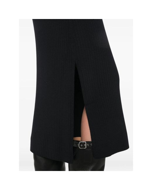 A.P.C. Black A. P.C. Ribbed-Knit Side-Slit Midi Skirt