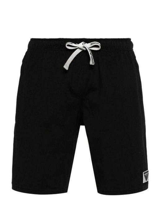 Emporio Armani Black Appliqué-logo Cotton Shorts for men